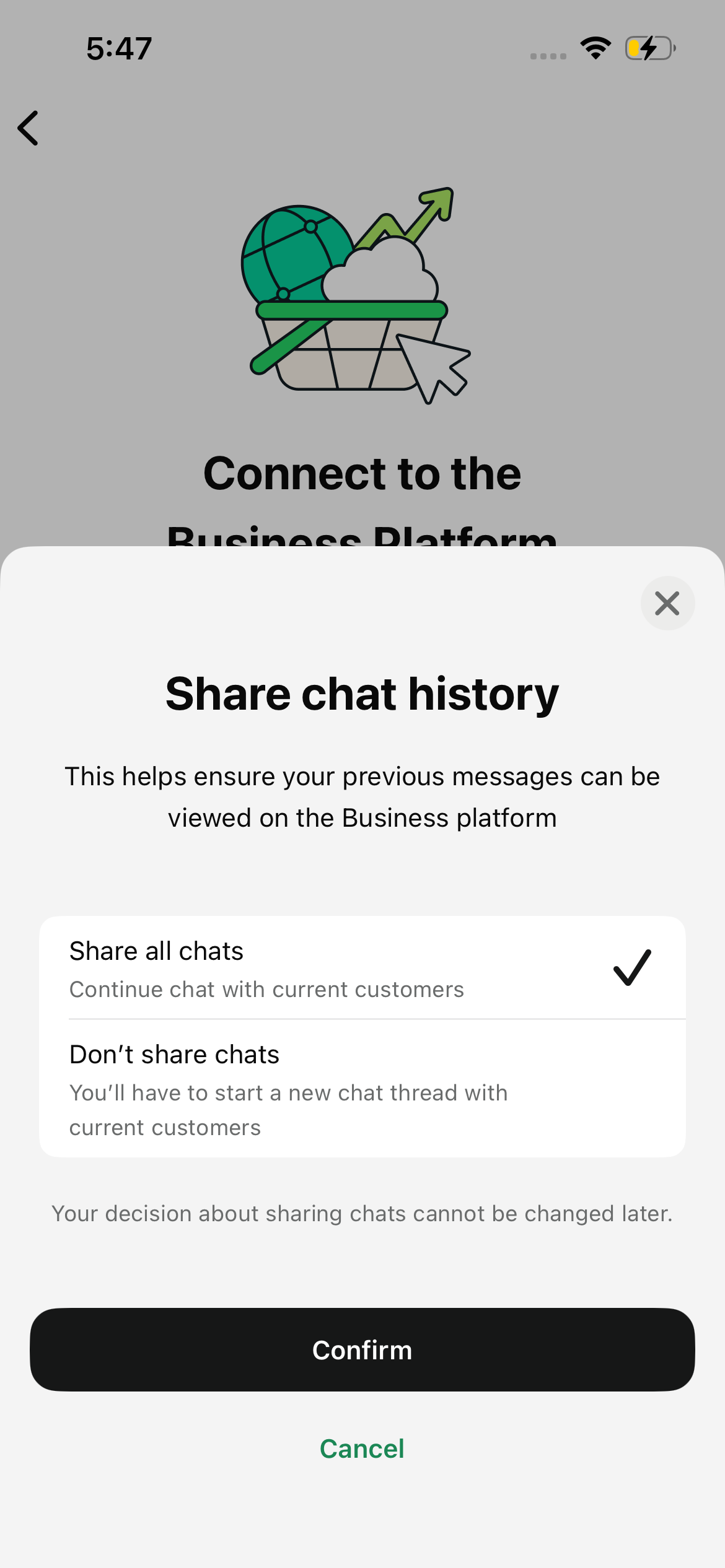 Share chat history screen