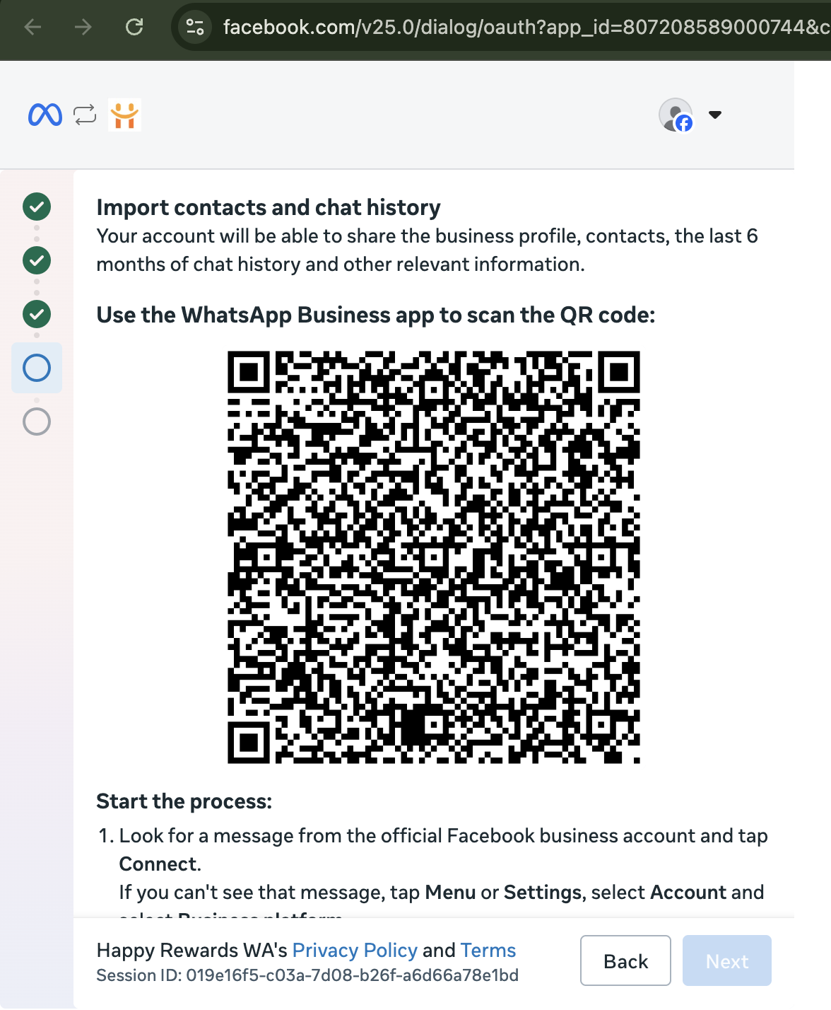 Scan QR code screen