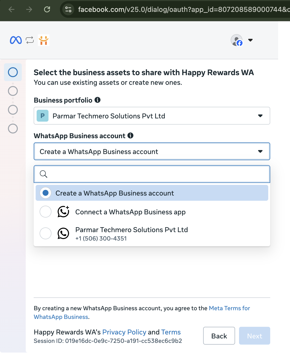 Create WABA profile